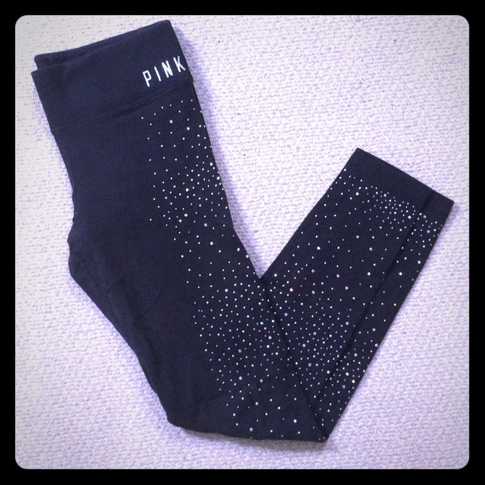 VS PINK Sequined Black Leggings with Hip Pocket✨⚡️